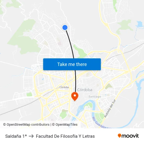 Saldaña 1ª to Facultad De Filosofía Y Letras map