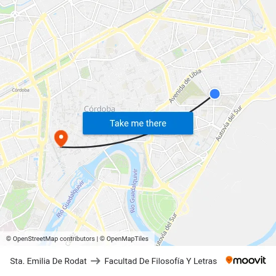 Sta. Emilia De Rodat to Facultad De Filosofía Y Letras map