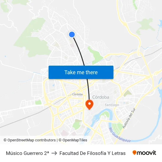 Músico Guerrero 2ª to Facultad De Filosofía Y Letras map