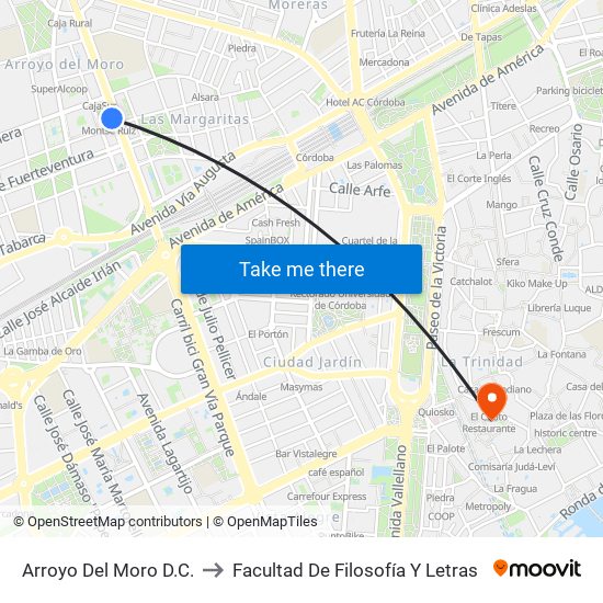 Arroyo Del Moro D.C. to Facultad De Filosofía Y Letras map