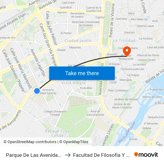 Parque De Las Avenidas D.C. to Facultad De Filosofía Y Letras map