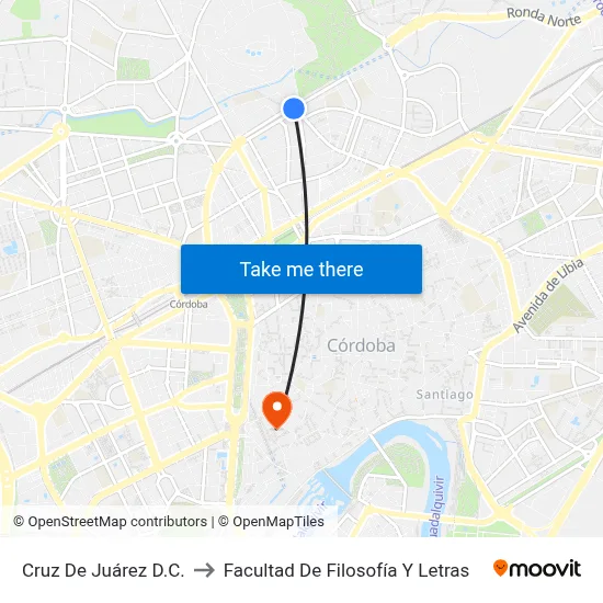 Cruz De Juárez D.C. to Facultad De Filosofía Y Letras map