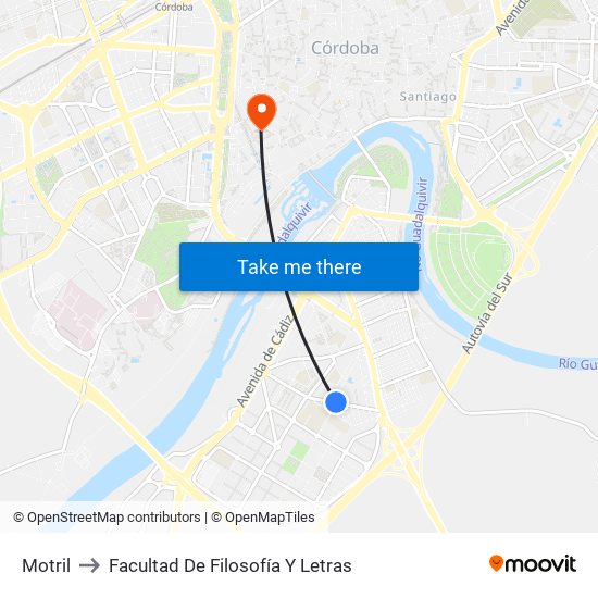 Motril to Facultad De Filosofía Y Letras map