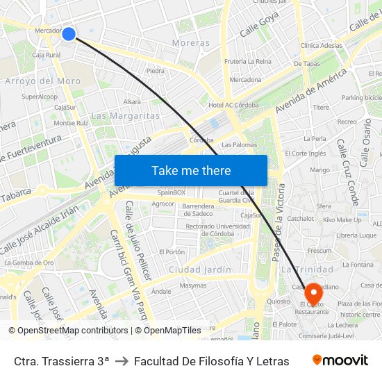 Ctra. Trassierra 3ª to Facultad De Filosofía Y Letras map