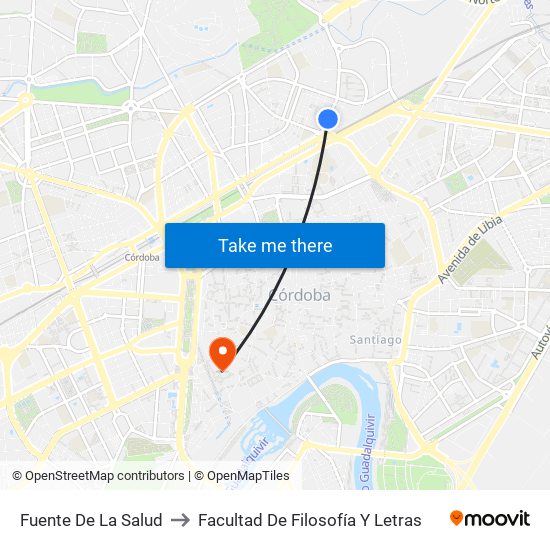 Fuente De La Salud to Facultad De Filosofía Y Letras map