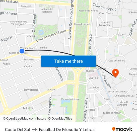 Costa Del Sol to Facultad De Filosofía Y Letras map