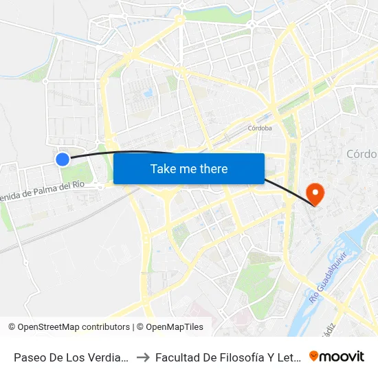 Paseo De Los Verdiales to Facultad De Filosofía Y Letras map