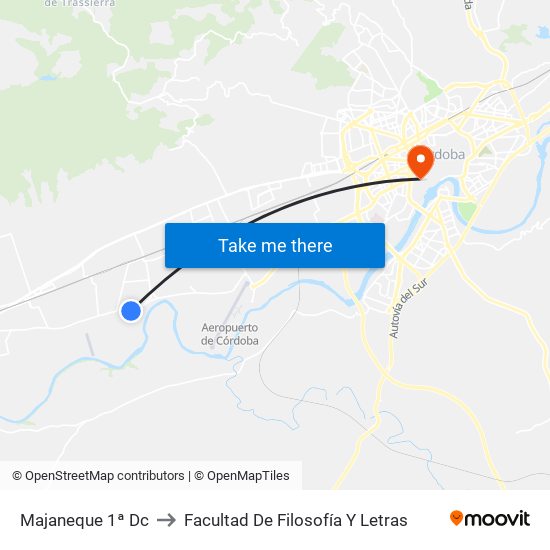 Majaneque 1ª Dc to Facultad De Filosofía Y Letras map