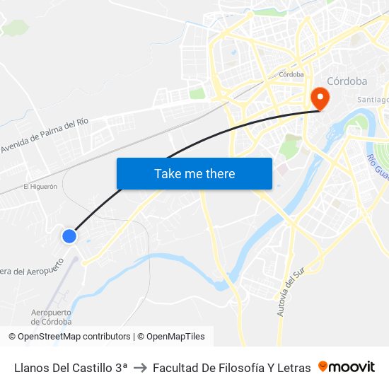 Llanos Del Castillo 3ª to Facultad De Filosofía Y Letras map