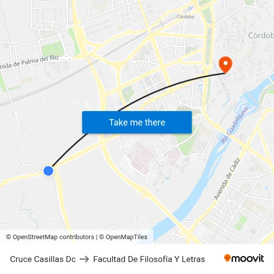 Cruce Casillas Dc to Facultad De Filosofía Y Letras map