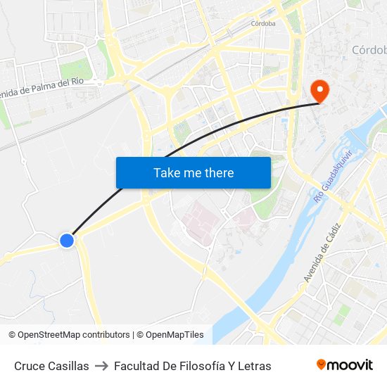 Cruce Casillas to Facultad De Filosofía Y Letras map