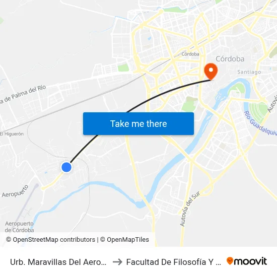 Urb. Maravillas Del Aeropuerto to Facultad De Filosofía Y Letras map