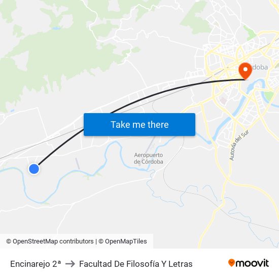 Encinarejo 2ª to Facultad De Filosofía Y Letras map