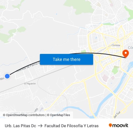 Urb. Las Pitas Dc to Facultad De Filosofía Y Letras map