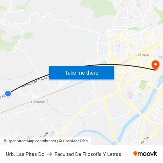 Urb. Las Pitas Dc to Facultad De Filosofía Y Letras map