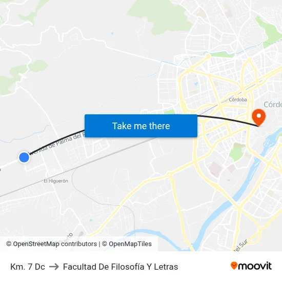 Km. 7 Dc to Facultad De Filosofía Y Letras map