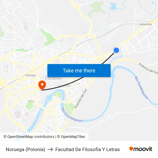 Noruega (Polonia) to Facultad De Filosofía Y Letras map