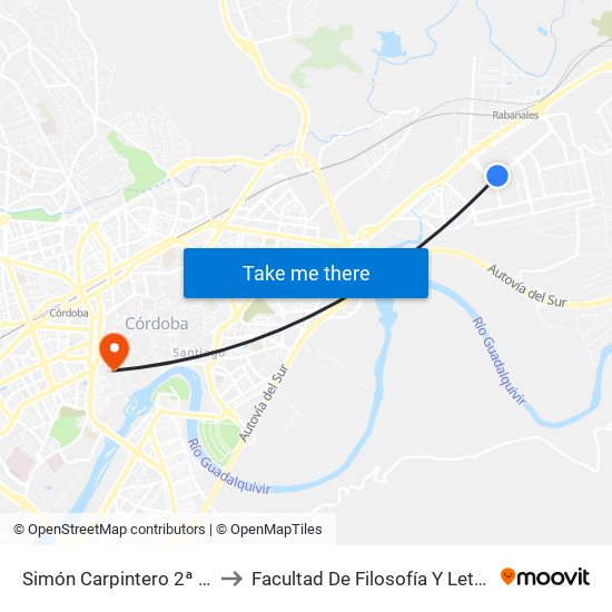 Simón Carpintero 2ª Dc to Facultad De Filosofía Y Letras map