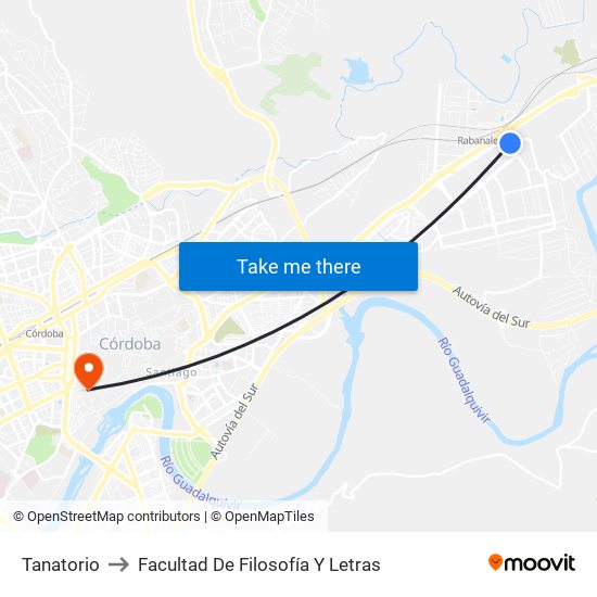 Tanatorio to Facultad De Filosofía Y Letras map