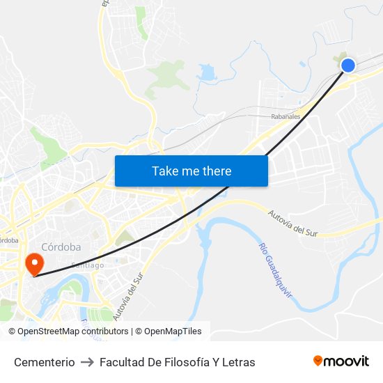 Cementerio to Facultad De Filosofía Y Letras map
