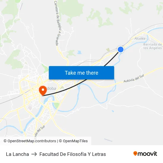 La Lancha to Facultad De Filosofía Y Letras map