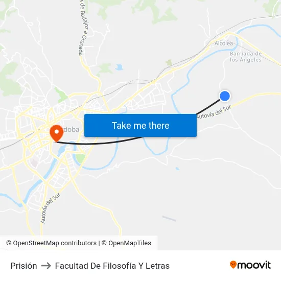 Prisión to Facultad De Filosofía Y Letras map