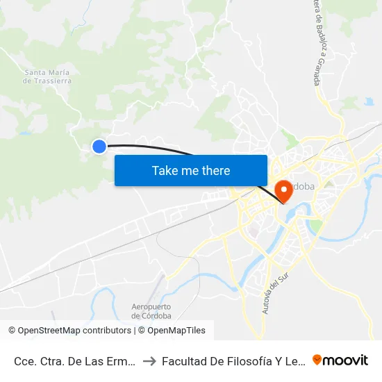 Cce. Ctra. De Las Ermitas to Facultad De Filosofía Y Letras map