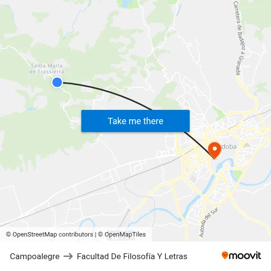 Campoalegre to Facultad De Filosofía Y Letras map