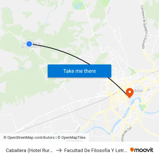 Caballera (Hotel Rural) to Facultad De Filosofía Y Letras map
