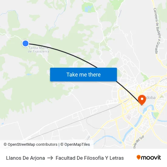 Llanos De Arjona to Facultad De Filosofía Y Letras map