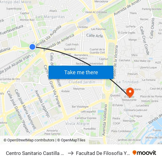 Centro Sanitario Castilla Del Pino to Facultad De Filosofía Y Letras map
