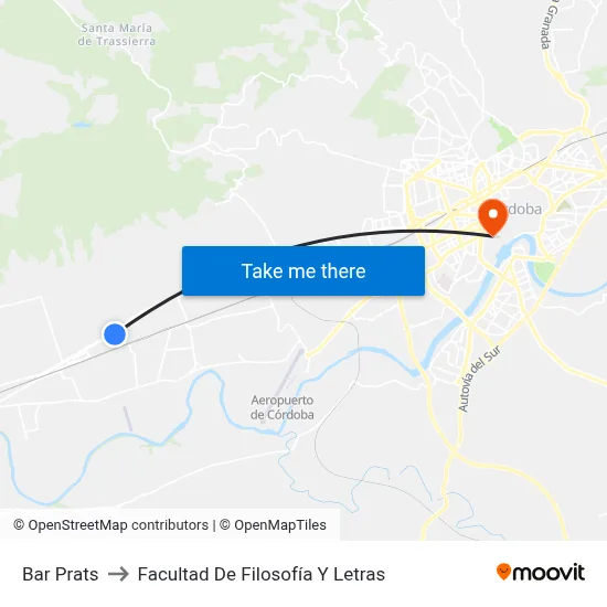 Bar Prats to Facultad De Filosofía Y Letras map