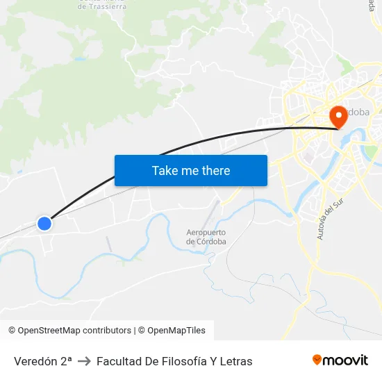 Veredón 2ª to Facultad De Filosofía Y Letras map