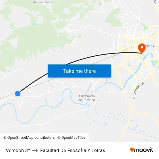 Veredón 3ª to Facultad De Filosofía Y Letras map
