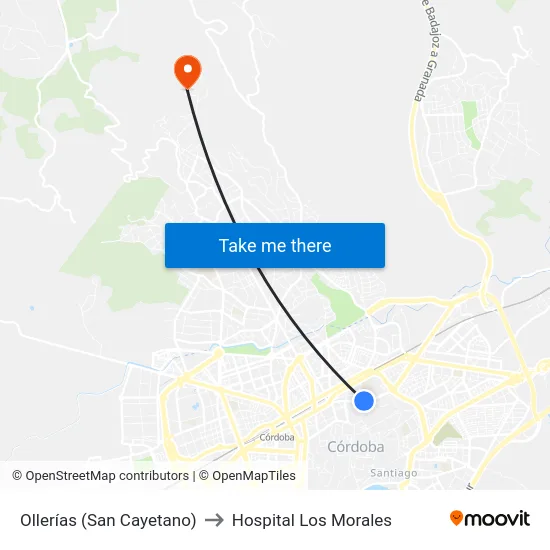 Ollerías (San Cayetano) to Hospital Los Morales map