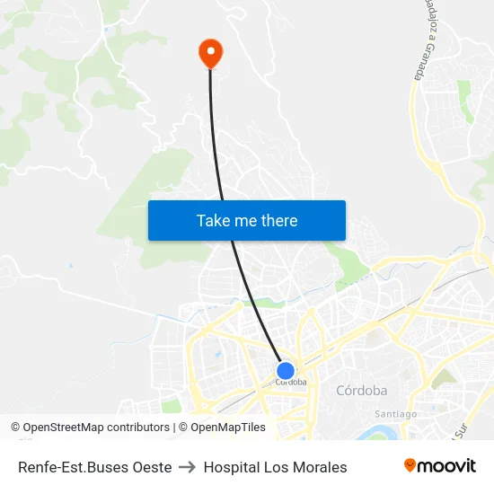 Renfe-Est.Buses Oeste to Hospital Los Morales map