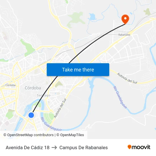 Avenida De Cádiz 18 to Campus De Rabanales map