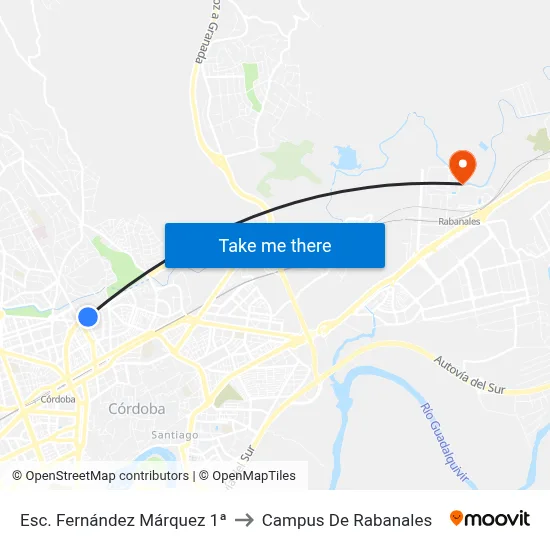Esc. Fernández Márquez 1ª to Campus De Rabanales map