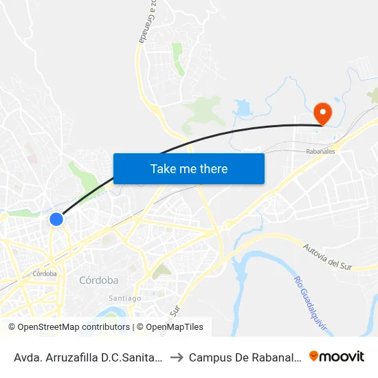 Avda. Arruzafilla D.C.Sanitaria to Campus De Rabanales map