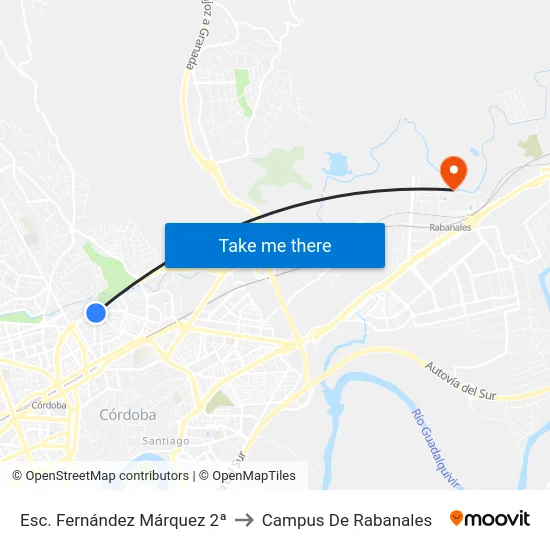 Esc. Fernández Márquez 2ª to Campus De Rabanales map