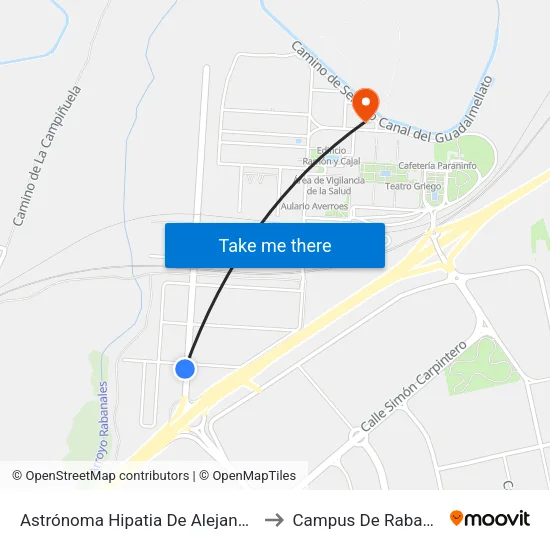 Astrónoma Hipatia De Alejandría Dc to Campus De Rabanales map