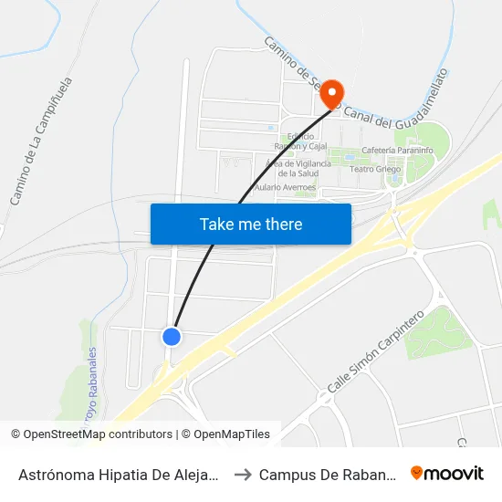 Astrónoma Hipatia De Alejandría to Campus De Rabanales map