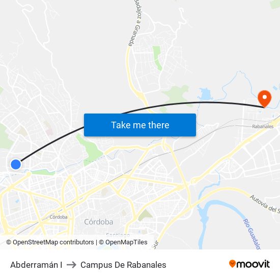 Abderramán I to Campus De Rabanales map