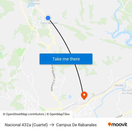 Nacional 432a (Cuartel) to Campus De Rabanales map