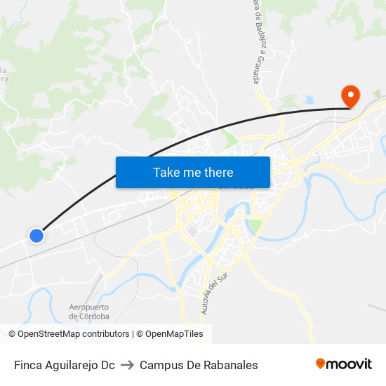 Finca Aguilarejo Dc to Campus De Rabanales map