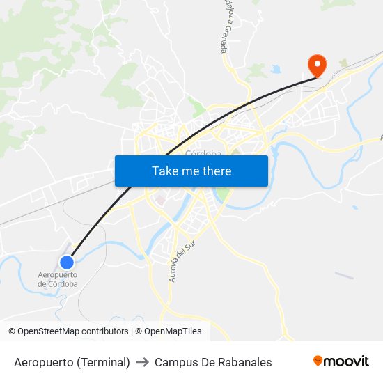 Aeropuerto (Terminal) to Campus De Rabanales map