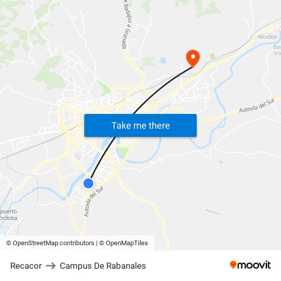 Recacor to Campus De Rabanales map