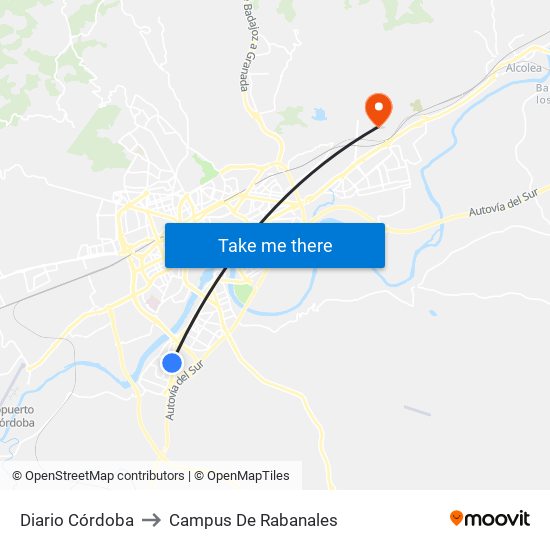Diario Córdoba to Campus De Rabanales map
