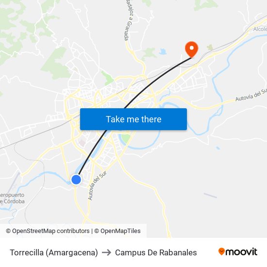 Torrecilla (Amargacena) to Campus De Rabanales map