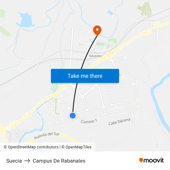 Suecia to Campus De Rabanales map